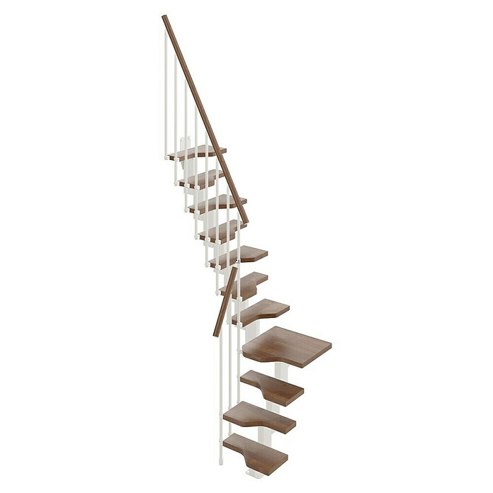 Scrigno Escalera principal Sailor L (Ancho: 61 cm, 1/4 espiral izquierda, Color peldaños: Nogal, Blanco/Nogal) | BAUHAUS