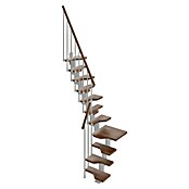 Scrigno Escalera principal Sailor L (Nogal, Plata, Ancho: 61 cm, 1/4 espiral izquierda, Con barandilla) | BAUHAUS