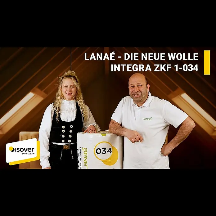Isover Lanaé Glaswolle Klemmfilz WLS 032 - Stärke: 180 mm, Wärmeleitfähigkeit: 0,032 W/(mK) - Integra ZKF 1-034 aus Lana: Warum Lana so besonders ist! | ISOVER