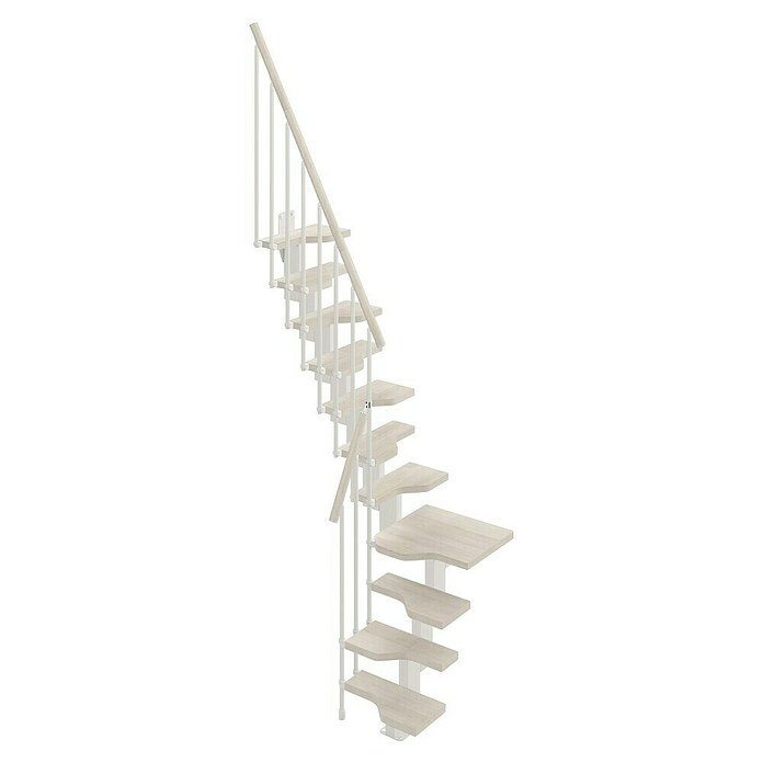 Scrigno Escalera principal Sailor L (Blanco, Blanco, Ancho: 61 cm, 1/4 espiral izquierda, Con barandilla) | BAUHAUS