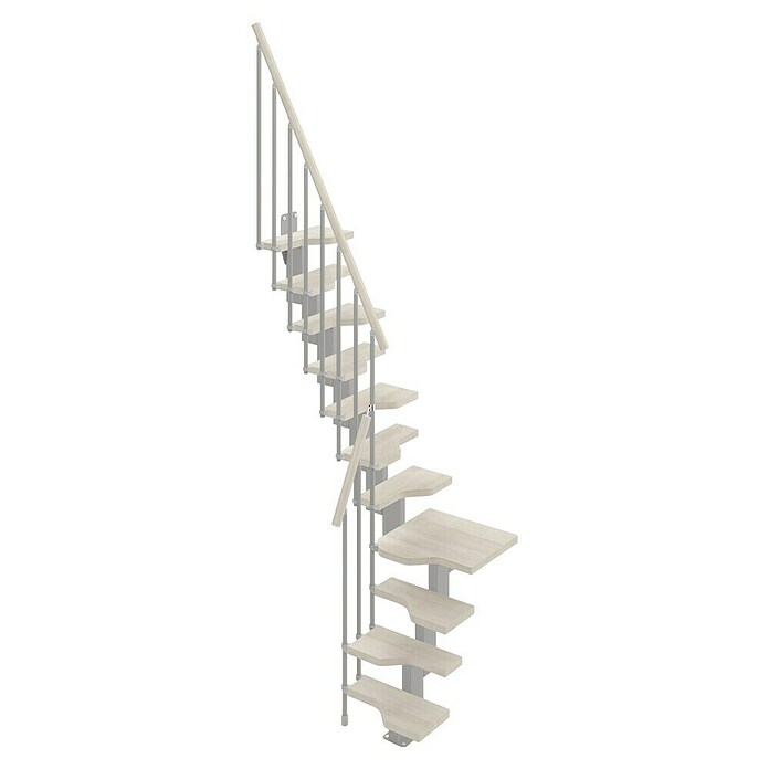 Scrigno Escalera principal Sailor L (Blanco, Plata, Ancho: 61 cm, 1/4 espiral izquierda, Con barandilla) | BAUHAUS