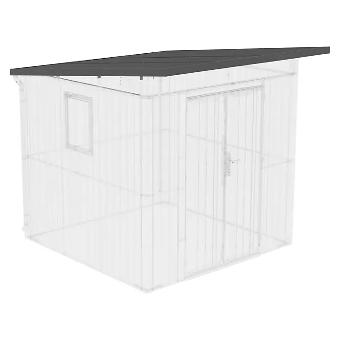 Gardol Dach Style Midi - Passend für: Gardol Gerätehaus Style Midi - Abbildung eines Metallgartenhauses mit Doppeltür und Fenster. Ideal für die Gartenaufbewahrung.