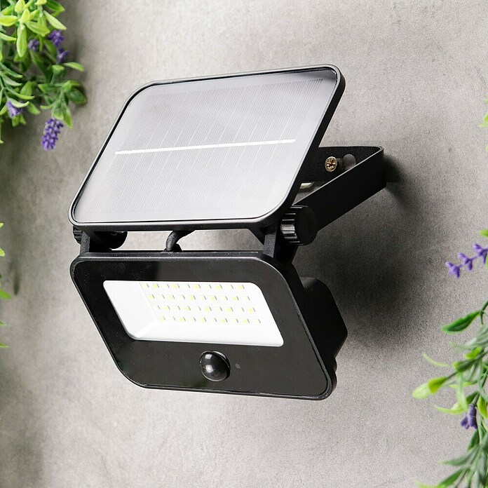 Arte confort Foco solar Bane (1,5 W, L x An x Al: 14,3 x 5 x 10,2 cm, Negro, IP65, 400 lm) | BAUHAUS