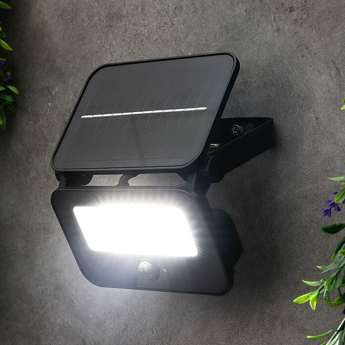 Arte confort Foco solar Bane (1,5 W, L x An x Al: 14,3 x 5 x 10,2 cm, Negro, IP65, 400 lm) | BAUHAUS