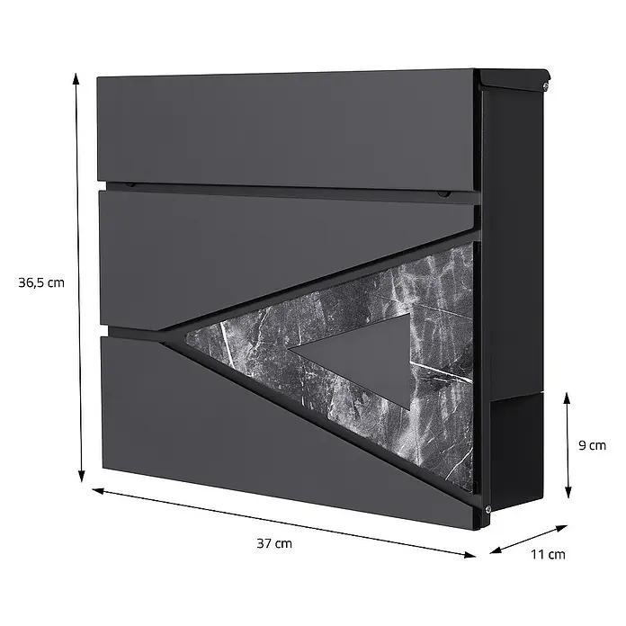 ML-Design Wandbriefkasten Mailbox mit Zeitungsrolle für Wandmontage - L x B x H: 11 x 37 x 36,5 cm, Anthrazit, Dunkelgrau, Metall, Zeitungsfach