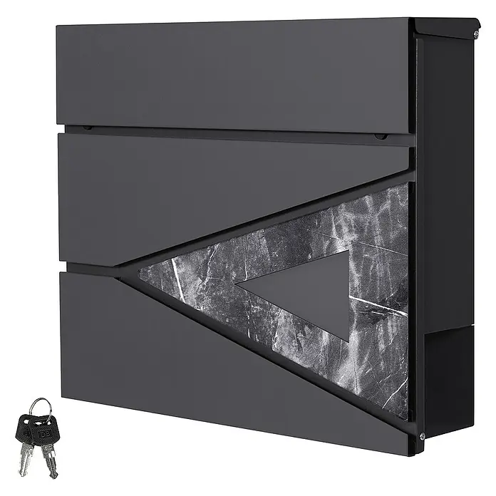 ML-Design Wandbriefkasten Mailbox mit Zeitungsrolle für Wandmontage - L x B x H: 11 x 37 x 36,5 cm, Anthrazit, Dunkelgrau, Metall, Zeitungsfach