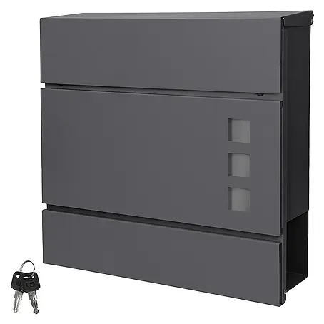 ECD Germany  Wandbriefkasten Standbriefkasten mit Zeitungsfach inkl. 2 Schlüssel Stahl