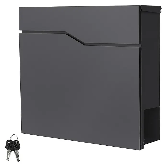 ML-Design Wandbriefkasten Mailbox mit Zeitungsrolle für Wandmontage - L x B x H: 37 x 11 x 37 cm, Anthrazit, Metall, Zeitungsfach