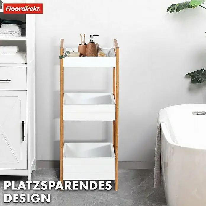 Floordirekt Holzregal Bambus-Badregal Texas - Schrauben, Weiß