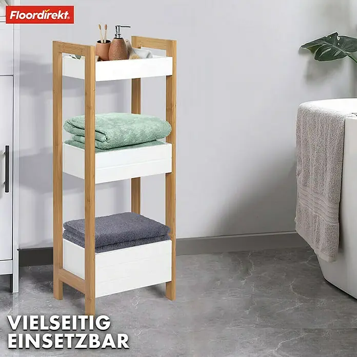 Floordirekt Holzregal Bambus-Badregal Texas - Schrauben, Weiß