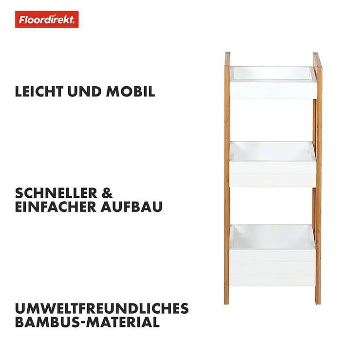 Floordirekt Holzregal Bambus-Badregal Texas - Schrauben, Weiß