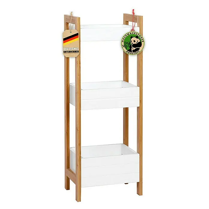 Floordirekt Holzregal Bambus-Badregal Texas - Schrauben, Weiß