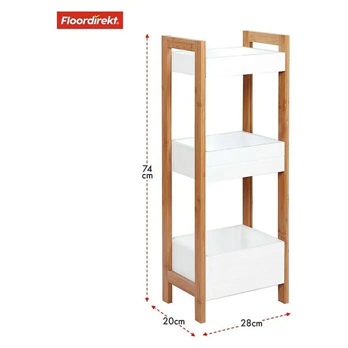 Floordirekt Holzregal Bambus-Badregal Texas - Schrauben, Weiß