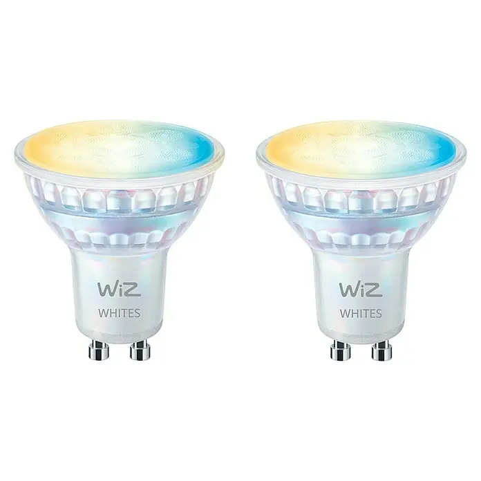Philips Wiz Smart-LED-Lampe matter - GU10, Dimmbar, Neutralweiß, 345 lm, 4,7 W, 2 Stk. - Zwei WiZ Whites LED-Lampen, die intelligentes, dimmbares Licht bieten, um die Atmosphäre in jedem Raum zu verbessern.