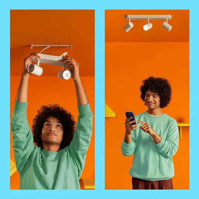 Philips Wiz LED-Deckenstrahler Imageo - 20 W, L x B x H: 22 x 22 x 12,3 cm, Weiß, RGBW - Installation der LED-Deckenleuchte. Nach der Installation erfolgt die Steuerung bequem per Smartphone.
