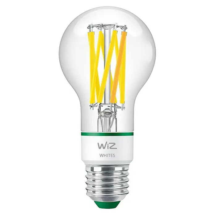 Philips Wiz Smart-LED-Lampe - E27, Dimmbar, Neutralweiß, 903 lm, 4,3 W, 1 Stk. - Eine smarte WiZ LED-Lampe mit klarem Glas und Filament-Design. Ideal für stimmungsvolle Beleuchtung mit verschiedenen Weißtönen.
