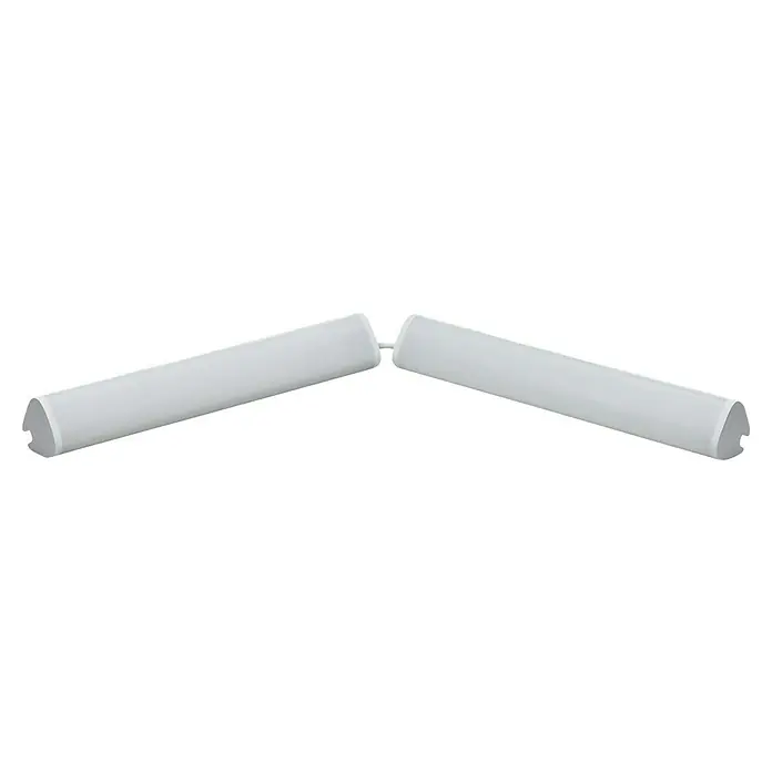 Philips Wiz LED-Balkenleuchte Light-Bar - 10,5 W, Länge: 5,9 cm, RGBW - Das Bild zeigt zwei weiße Rohre, die v-förmig angeordnet sind, was ihre Form und Anordnung hervorhebt. Es unterstreicht die Beschaffenheit der Rohre.