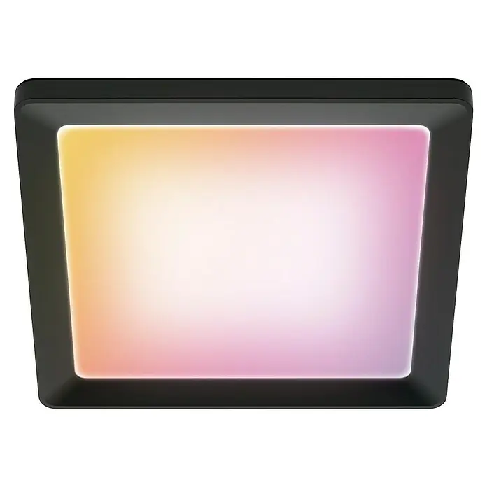 Philips Wiz LED-Panel - 17 W, L x B x H: 39,5 x 39,5 x 3,7 cm, Schwarz, RGBW - Quadratische LED-Deckenleuchte mit sanftem Farbverlauf, ideal für stimmungsvolle Beleuchtung im Raum.