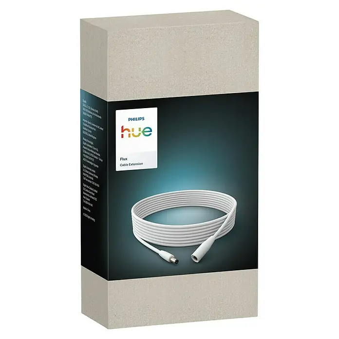 Philips Hue Verlängerungskabel Flux & Gradient - 5 m, IP20, Weiß - Produktbild der Philips Hue Flux Kabelverlängerung. Erweitern Sie Ihr Hue-Beleuchtungssystem mit diesem praktischen Zubehör.