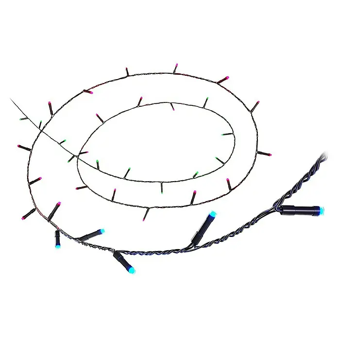 WiZ Smart-LED-Lichterkette - Innen, 20 m, Lichtfarbe: Mehrfarbig, 160 Stk. - Lichterkette mit mehrfarbigen LEDs, die in einem Spiralmuster angeordnet sind und eine festliche Atmosphäre erzeugen.