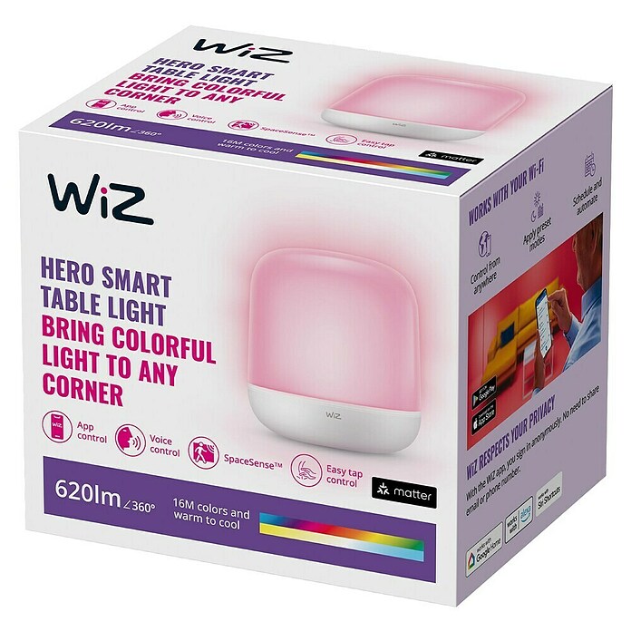 Philips Wiz LED namizna svetilka Hero  (9 W, Do x Š x V: 15 x 15 x 15 cm, RGBW) | 3017 - Tischleuchte | CACJ - Tischleuchte | CAC - Indoorleuchten | CA - Beleuchtung | C - Elektro | BAUHAUS