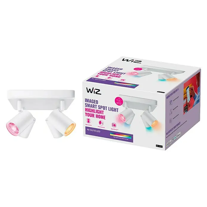 Philips Wiz LED-Deckenstrahler Imageo - 20 W, L x B x H: 22 x 22 x 12,3 cm, Weiß, RGBW - Die WiZ Imageo Smart Spot Light ist eine smarte Beleuchtungslösung, die Ihr Zuhause mit farbigem Licht hervorhebt.