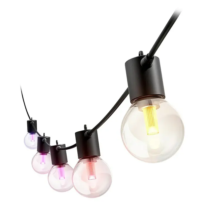 Philips Hue LED-Lichterkette Festavia Globe - 21 m, Anzahl Leuchtmittel: 30 Stk. - Dekorative Lichterkette mit farbigen Glühbirnen, ideal für stimmungsvolle Beleuchtung im Innen- und Außenbereich.