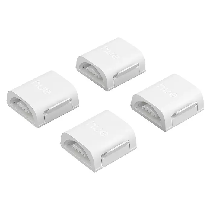 Philips Hue Steckverbinder Flux - L x B x H: 2 cm x 2,8 cm x 8 mm - Vier weiße Philips Hue Wandschalter-Module, die eine einfache kabellose Steuerung von Smart-Home-Beleuchtung ermöglichen.