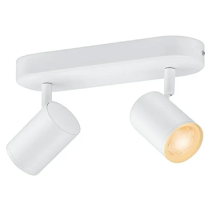 Philips Wiz LED-Deckenstrahler rund Imageo - 10 W, RGBW, Anzahl Leuchtmittel: 2 Stk., L x B x H: 12,3 x 25 x 10,5 cm, Weiß - Helle, moderne weiße Deckenleuchte mit zwei verstellbaren Strahlern, ideal für stilvolle Beleuchtung in jedem Raum.