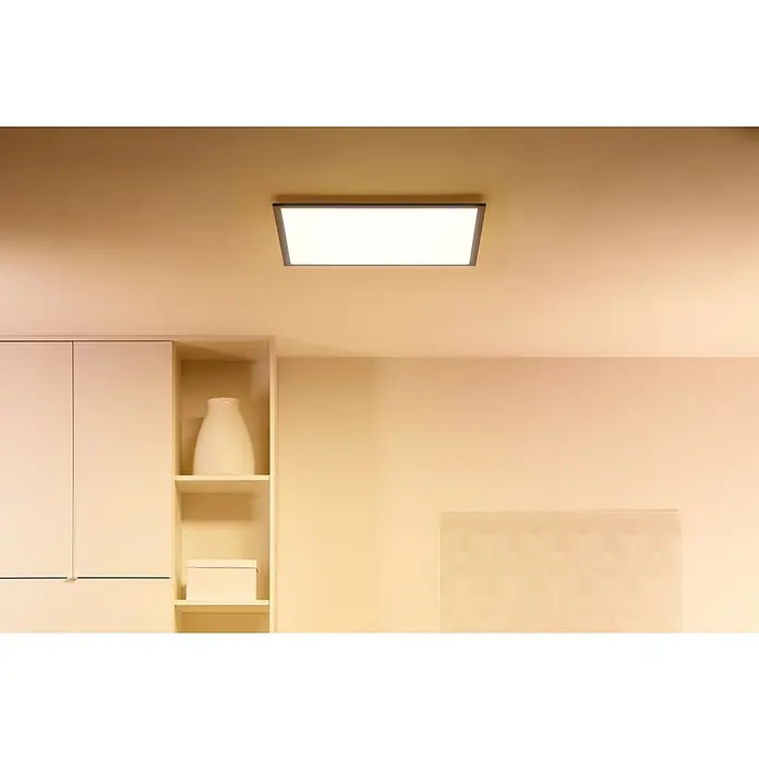 Philips Wiz LED-Panel Tunable White Slim Design - 36 W, L x B x H: 60 x 60 x 4,2 cm, Schwarz, Kaltweiß - Moderne Deckenleuchte in einem minimalistischen Raum, die Helligkeit und Stil vereint. Die Lampe bietet effiziente Beleuchtung.