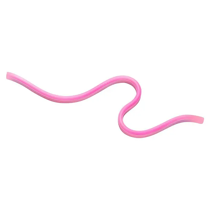 Philips Wiz Smart-LED-Band - Länge: 5 m, RGB, 24 W, 240 lm, 220 V - 240 V - Eine rosafarbene, flexible LED-Neonröhre, die in einer sanften Kurve verläuft und ein warmes, dekoratives Licht ausstrahlt.