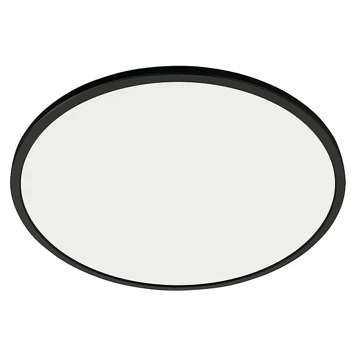 Philips Wiz LED-Deckenleuchte rund Tunable White SuperSlim - 16 W, Ø x H: 29,2 x 2,3 cm, Farbe Gehäuse: Schwarz, Kaltweiß - Nahaufnahme einer runden Deckenleuchte mit schwarzem Rahmen und weißer Mitte.