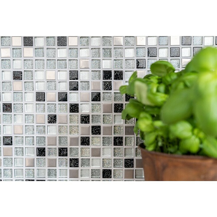 Mozaik pločica Quadrat Crystal Mix XCE 88  (30,5 x 32,2 cm, Srebrne boje, Sjaj) | BAUHAUS