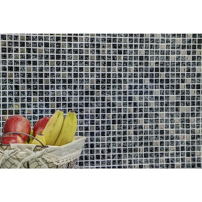 Mozaik pločica Quadrat Crystal Mix XIC 1099  (30 x 30 cm, Crne-srebrne boje, Sjaj) | BAUHAUS