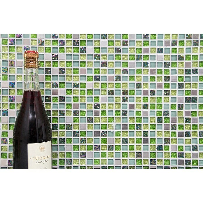 Mozaik pločica Quadrat Crystal Mix XCE 99  (30,5 x 32,2 cm, Zelene boje, Sjaj) | BAUHAUS