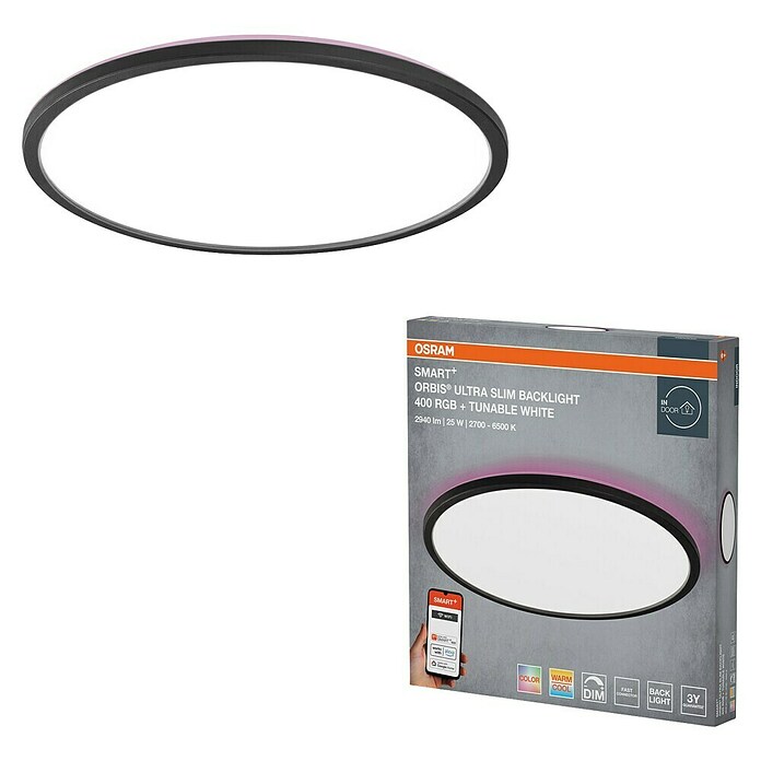 Osram Smart+ LED-Panel rund Ultra Slim (Ø x H: 40 x 2,7 cm, Schwarz, Neutralweiß) | BAUHAUS