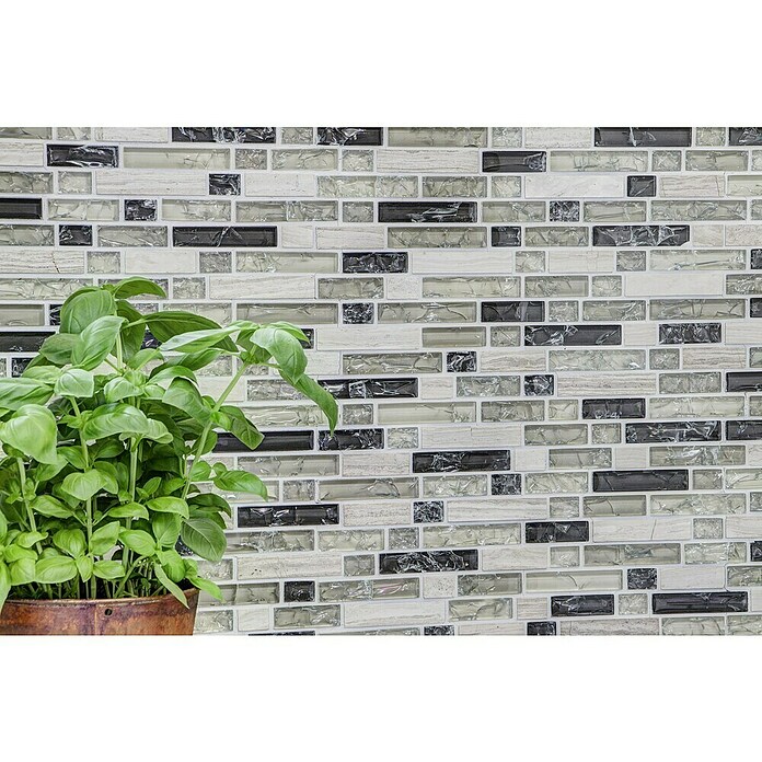 Mozaik pločica Verbund Crystal Mix XIC V1352  (29,8 x 30,5 cm, Sivo-zelene boje, Sjaj) | BAUHAUS