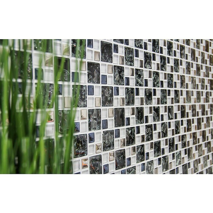 Mozaik pločica Crystal Mix XIC K1499  (33,8 x 33,8 cm, Crne boje, Sjaj) | BAUHAUS