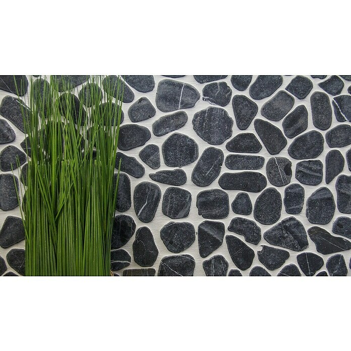 Mozaik pločica Kiesel XKS 402  (31,5 x 31,5 cm, Crne boje, Mat) | BAUHAUS