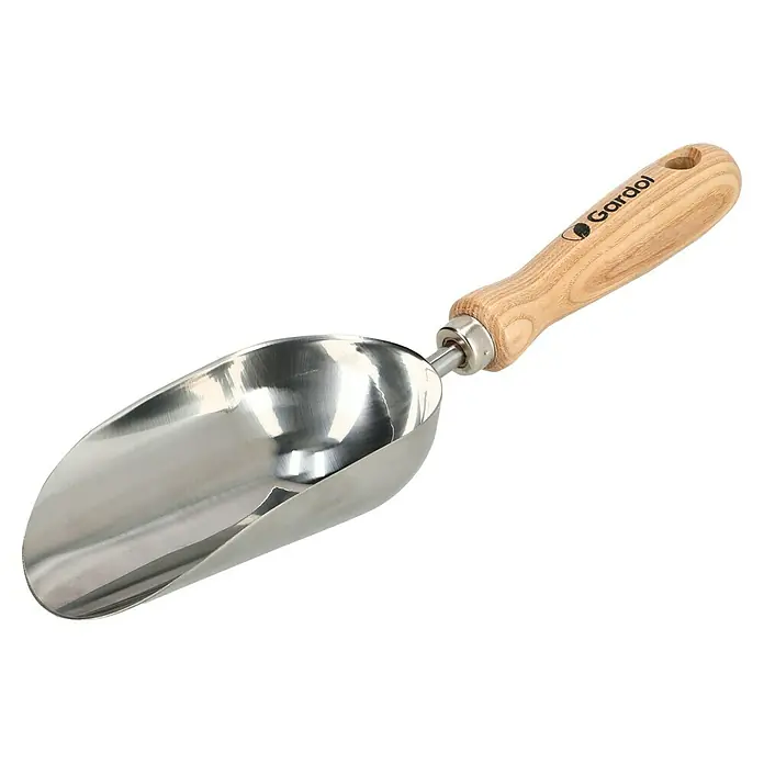 Gardol Blumenkelle - 34 cm, Esche, Edelstahl - Gardol Pflanzschaufel mit Holzgriff für Gartenarbeiten. Langlebiges Werkzeug zum Umtopfen und Pflanzen.