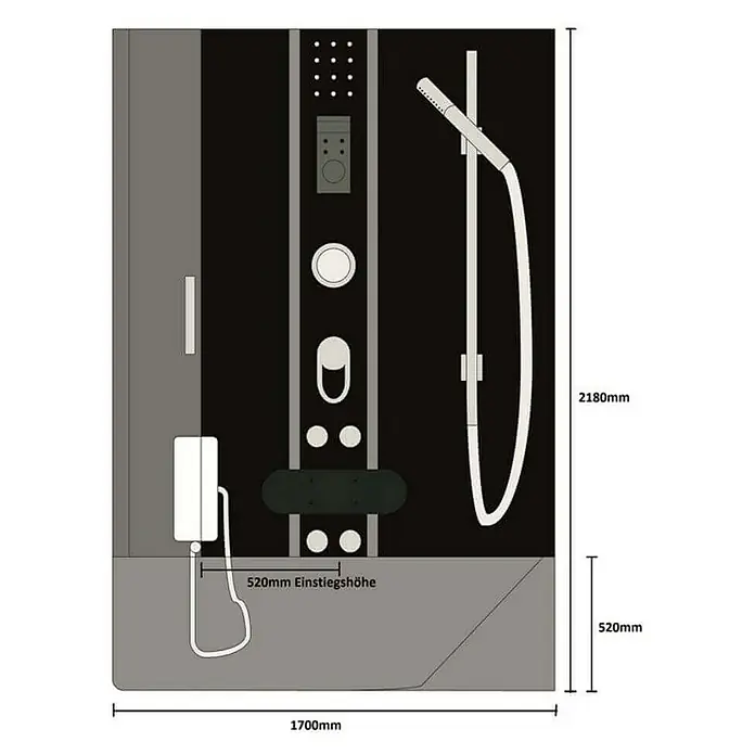 Home Deluxe Komplettdusche ALLIN 2IN1 - Schwarz