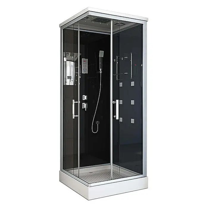 Home Deluxe Komplettdusche WAVE M - 90 x 90 x 227 cm, Schwarz