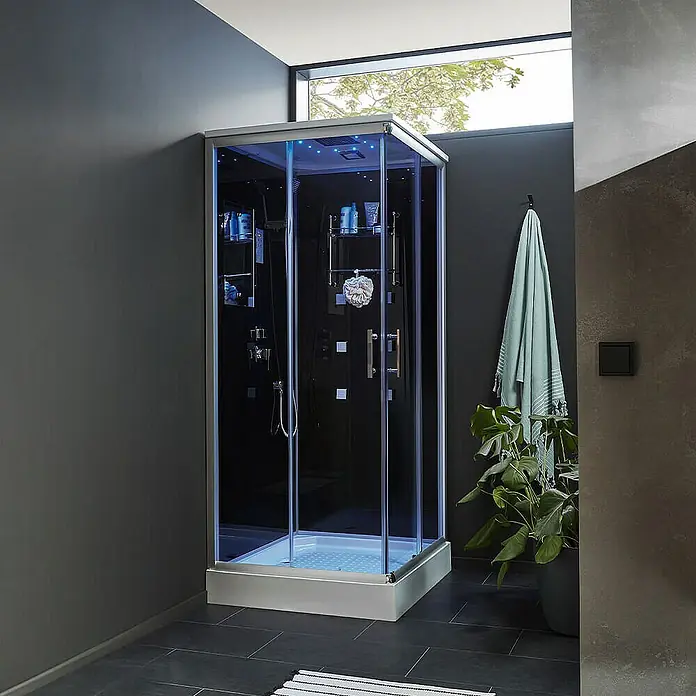 Home Deluxe Komplettdusche WAVE M - 90 x 90 x 227 cm, Schwarz