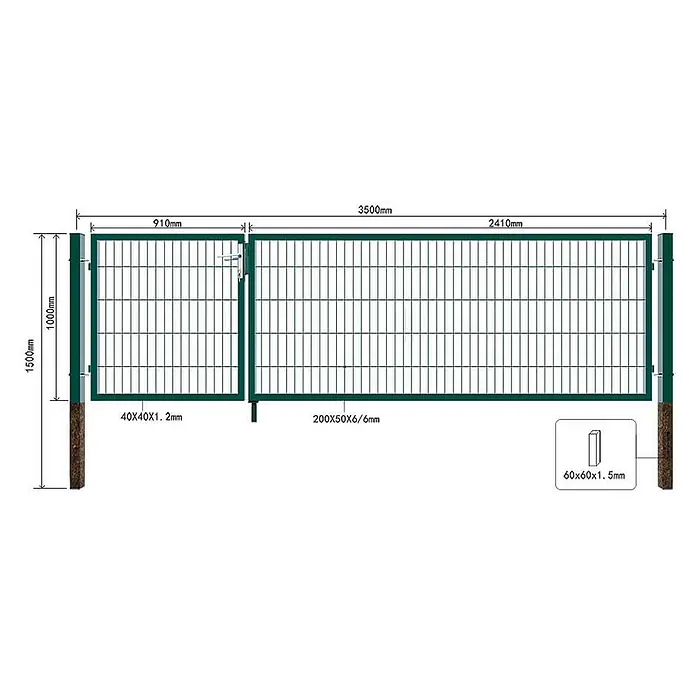 Home Deluxe Gartentor ADITUS - 350 x 140 cm, Grün, Stahl