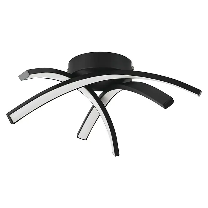 Eglo Plafón LED Destro-E - 11 W, L x An x Al: 37 x 35,5 x 10 cm, Negro, Blanco neutro - Lámpara de techo moderna con brazos de luz LED curvos en blanco y negro para una iluminación elegante de la habitación.