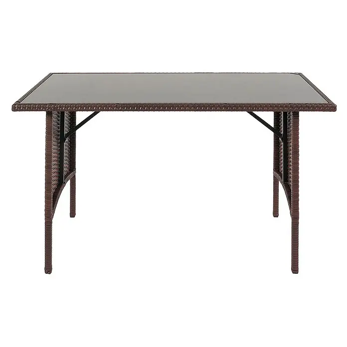Proregal Gartentisch Poly-Rattan Esstisch - L x B x H: 60 x 112 x 68,5 cm, Poly-Rattan, Rechteckig, Braun