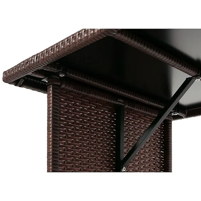 Proregal Gartentisch Poly-Rattan Esstisch - L x B x H: 60 x 112 x 68,5 cm, Poly-Rattan, Rechteckig, Braun