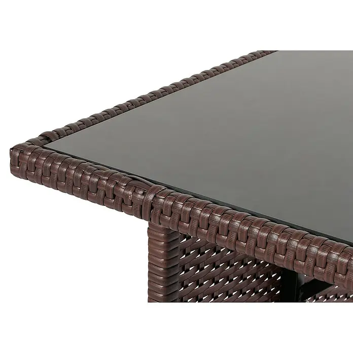 Proregal Gartentisch Poly-Rattan Esstisch - L x B x H: 60 x 112 x 68,5 cm, Poly-Rattan, Rechteckig, Braun