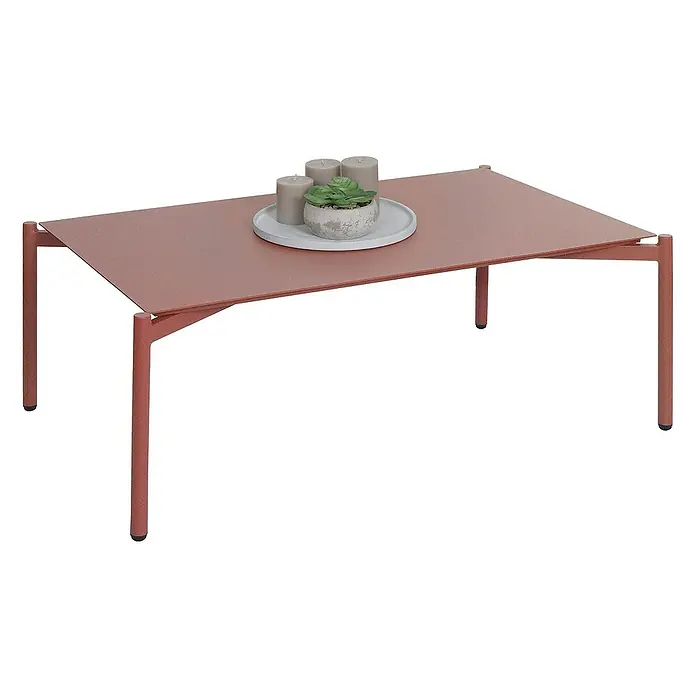 Proregal Gartentisch aus Aluminium - L x B x H: 65 x 105 x 39 cm, Rechteckig, Terrakotta