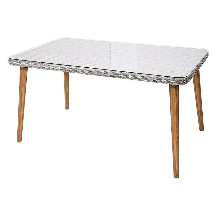 Proregal Gartentisch Poly-Rattan Esstisch - L x B x H: 90 x 150 x 78 cm, Poly-Rattan, Rechteckig, Grau